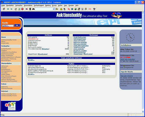 Auktionsbuddy Programmoberfläche