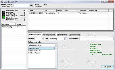 Lagerbewegungen